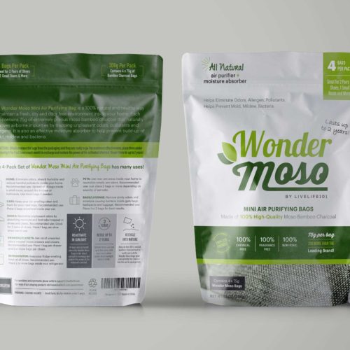 front and back view of moso packaging